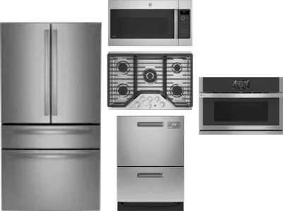 5 Piece Package Includes Refrigerator, Cooktop, Wall Oven, Microwave And Dishwasher
